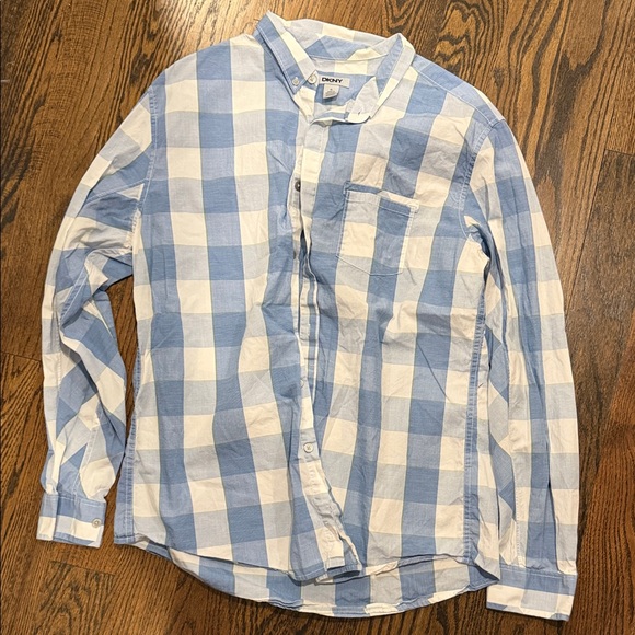 Dkny Other - DKNY Men's Light Blue and White Plaid Shirt